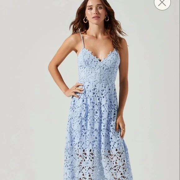 navy blue dress for baby girl $89 NEW ASTR the Label Lace A Line MIDI Dress Butter Cream Size L